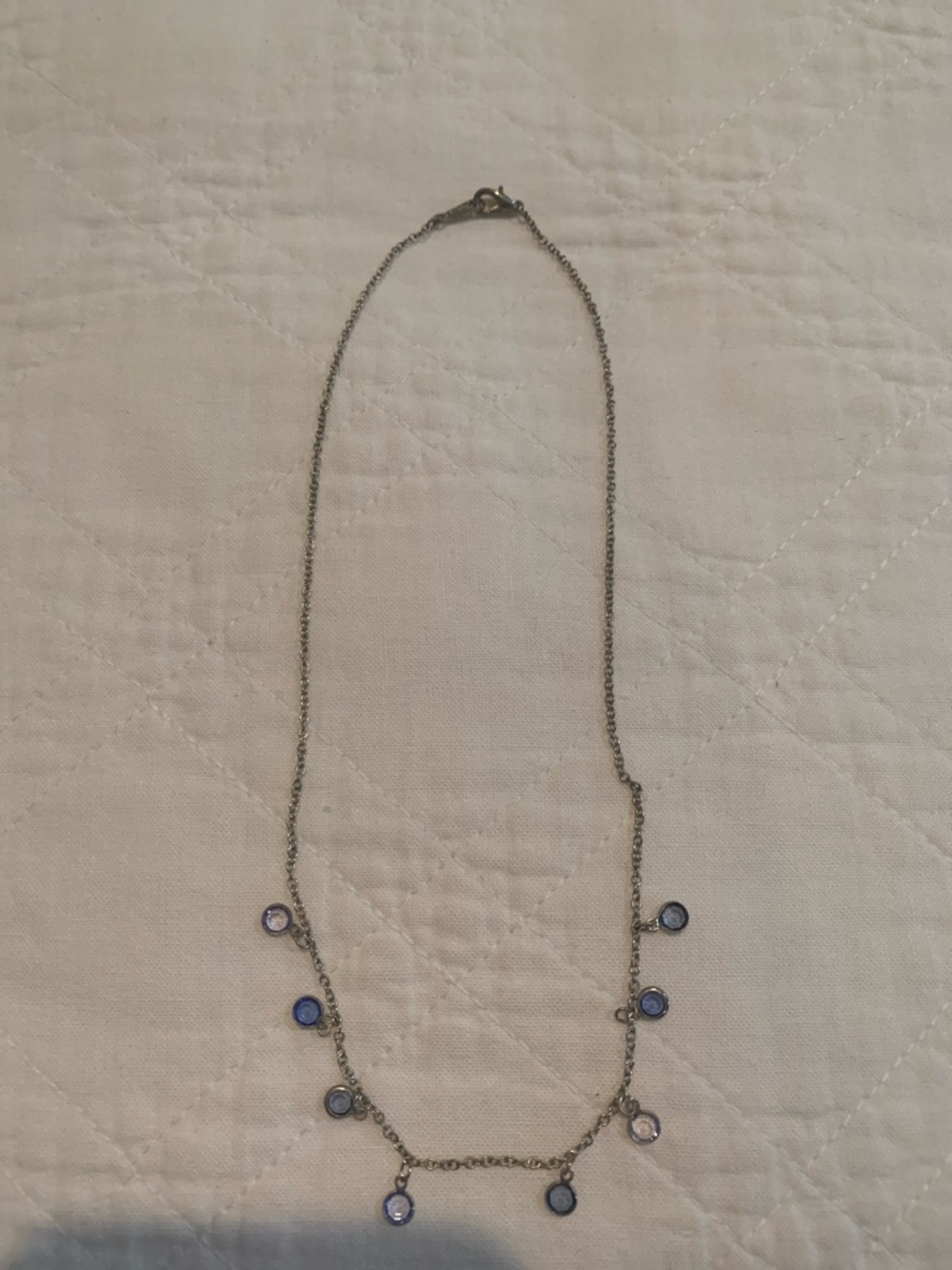 Vintage Delicate Silver-Tone Necklace with Blue Charms